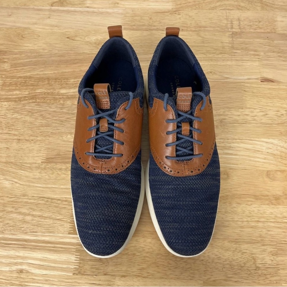 Cole Haan Grand Tour Knit Men's 10.5 Grand
OS Blue Brown Leather White C31348